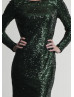 Long Sleeves Dark Green Sequin Sexy Evening Dress